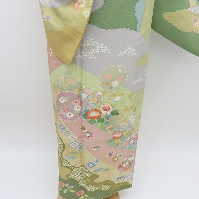 六花-RIKKA- 美品 正絹 作家物落款 金駒刺繡 雪輪 松竹梅 菊 牡丹 訪問