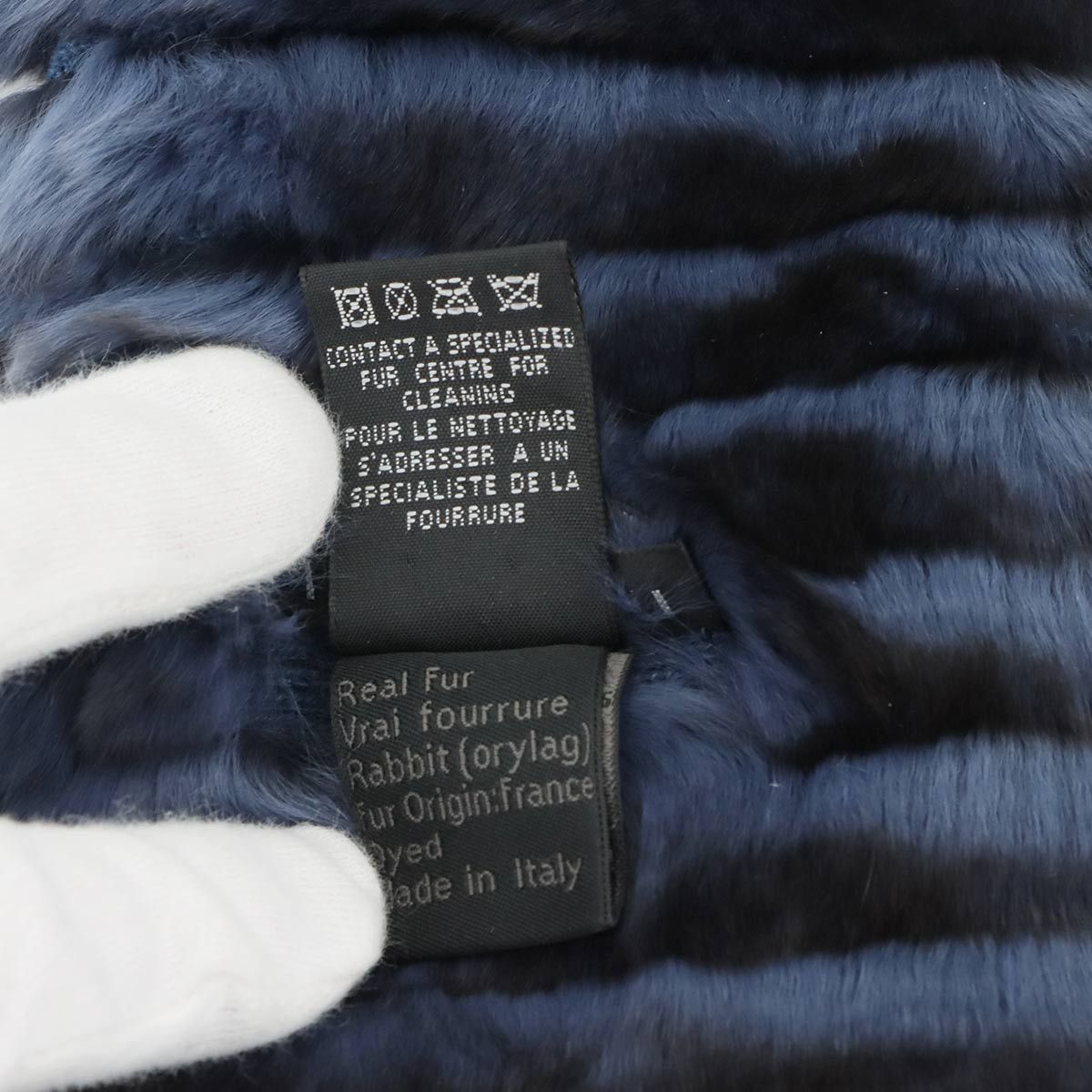 シャネル　オリラグ　マフラー　ネイビー 新品同様 シャネル CHANEL オリラグ ファー マフラー ラパン ラビット