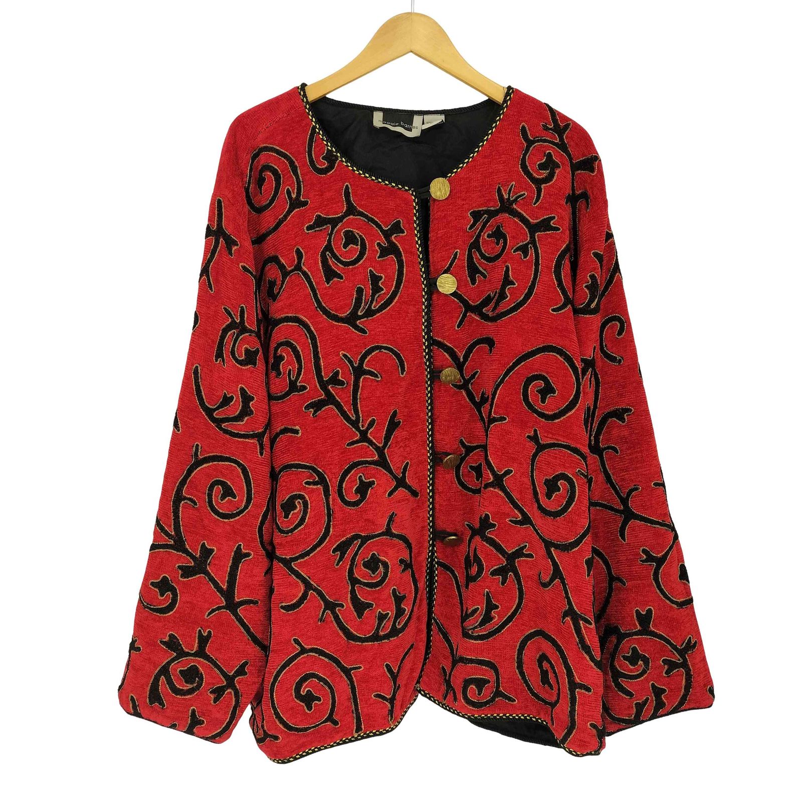 USED古着(ユーズドフルギ) maggie barnes ノーカラー パイル地 カーディガン メンズ  3x【中古】【ブランド古着バズストア】 ユーズドフルギ USED古着 maggie barnes ノーカラー パイル地