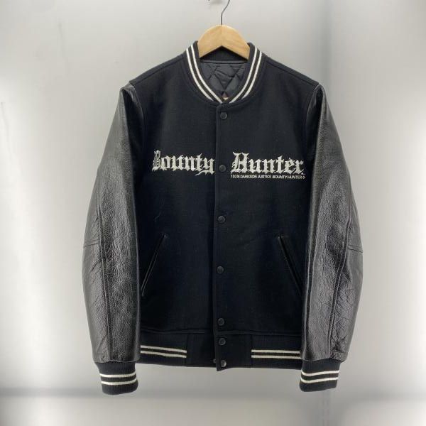中古】BOUNTY HUNTER カウレザー切替スタジャン ブラック サイズM