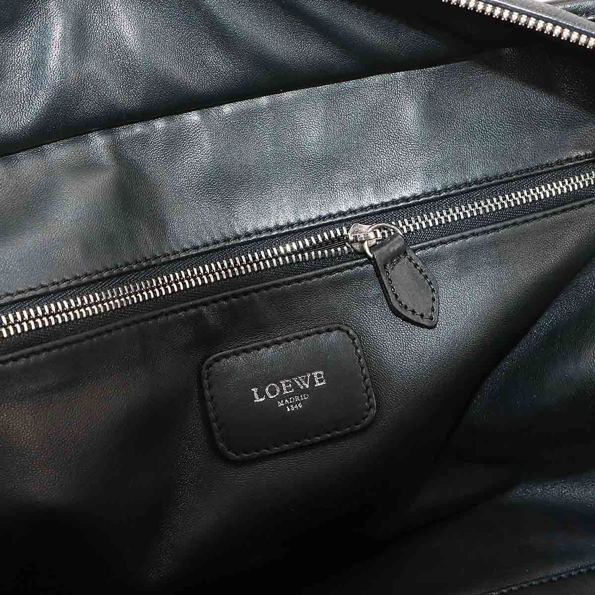 ロエベ LOEWE アマソナ 36 ハンド バッグ レザー ブラック シルバー