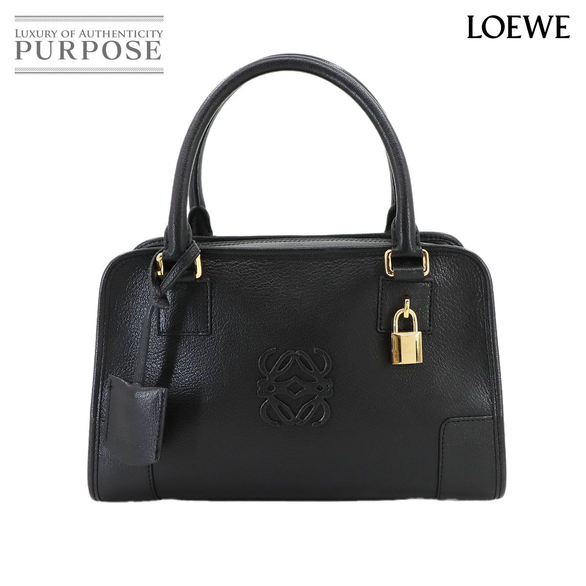 美品 ロエベ LOEWE アマソナ 28 ハンド バッグ レザー ブラック