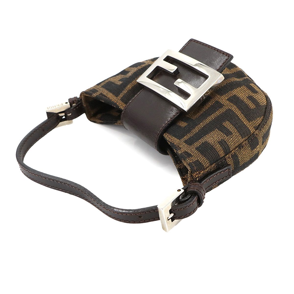 美品 フェンディ FENDI ズッカ ミニ クロワッサン ポーチ キャンバス