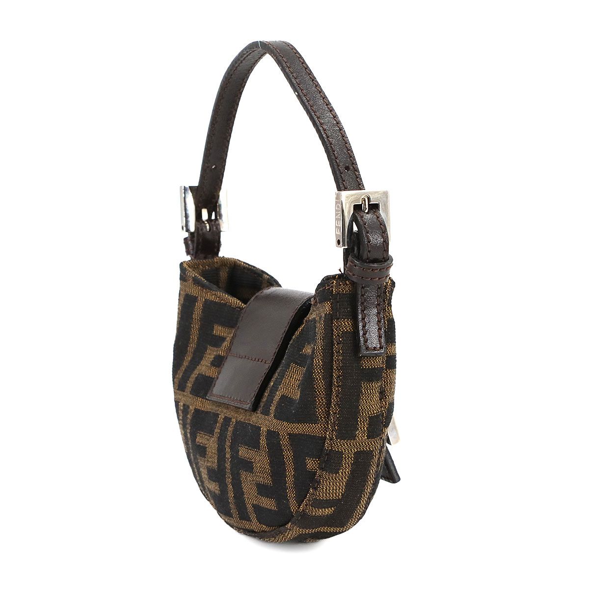 美品 フェンディ FENDI ズッカ ミニ クロワッサン ポーチ キャンバス