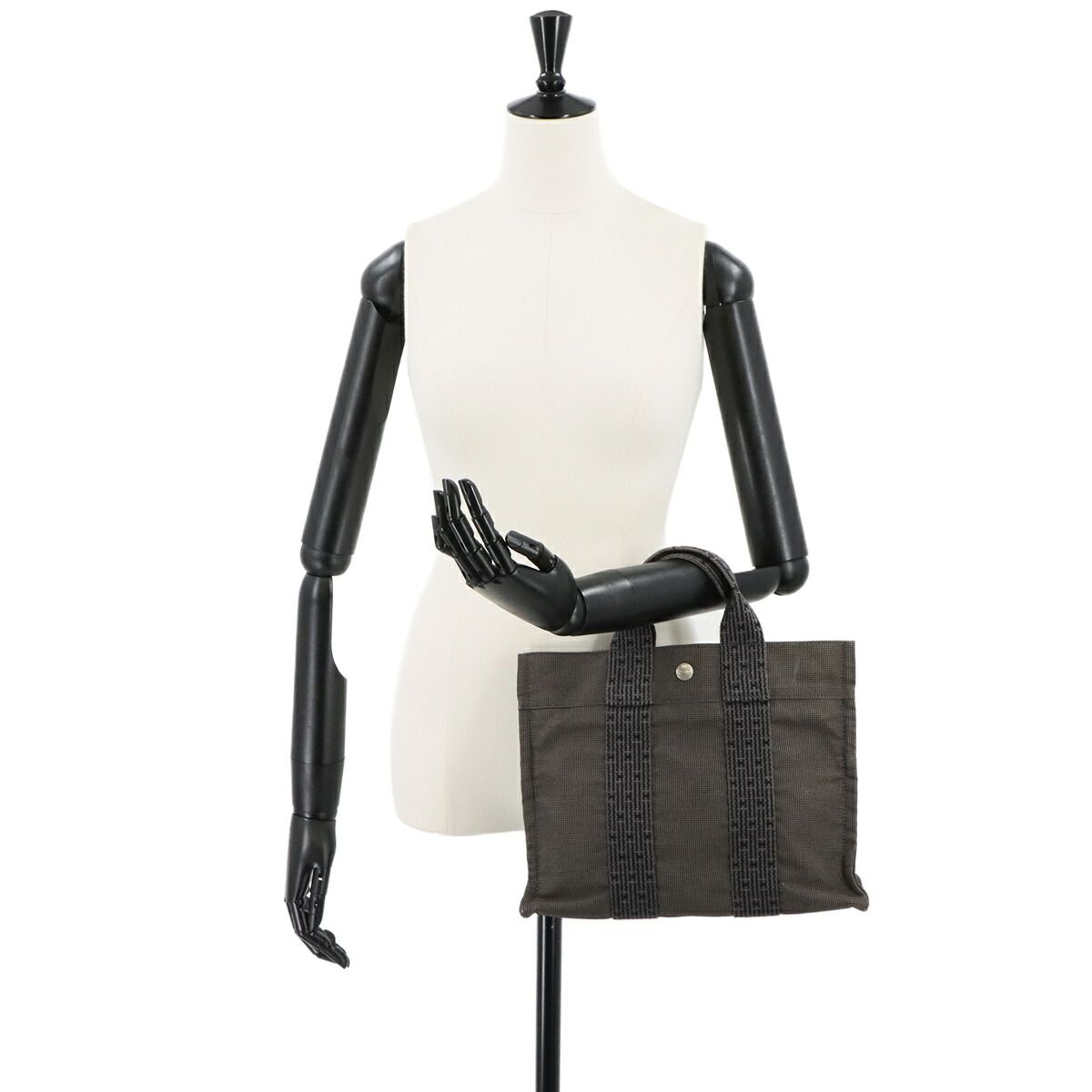 エルメス HERMES エールライン トート PM バッグ キャンバス グレー