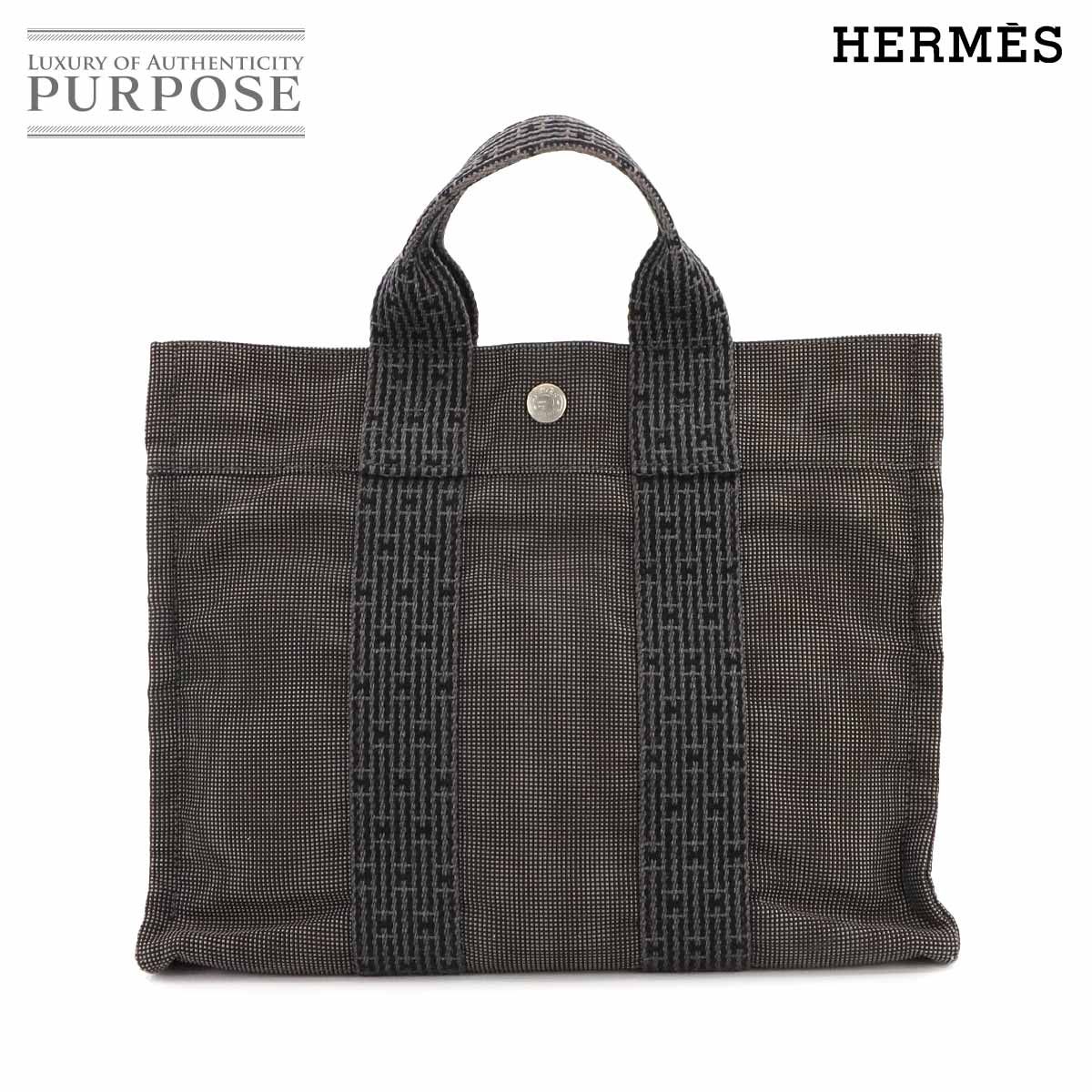 エルメスエールライン エルメス HERMES エールライン トート PM バッグ キャンバス グレー
