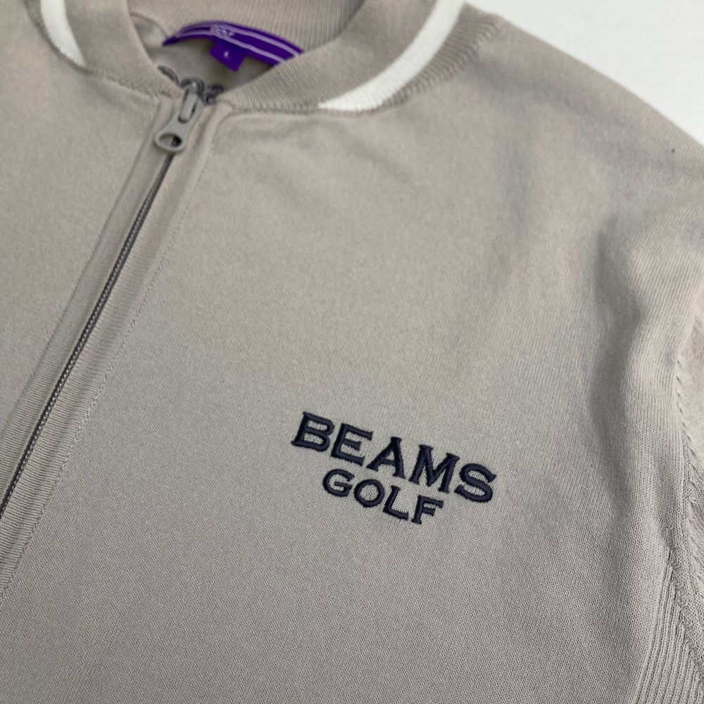 サイズ：L BEAMS GOLF ビームスゴルフ  ニット ジップジャケット ロゴ  グレー系 [240101557559] ゴルフウェア メンズ ストスト サイズ：L BEAMS GOLF ビームスゴルフ ニット ジップジャケット ロゴ