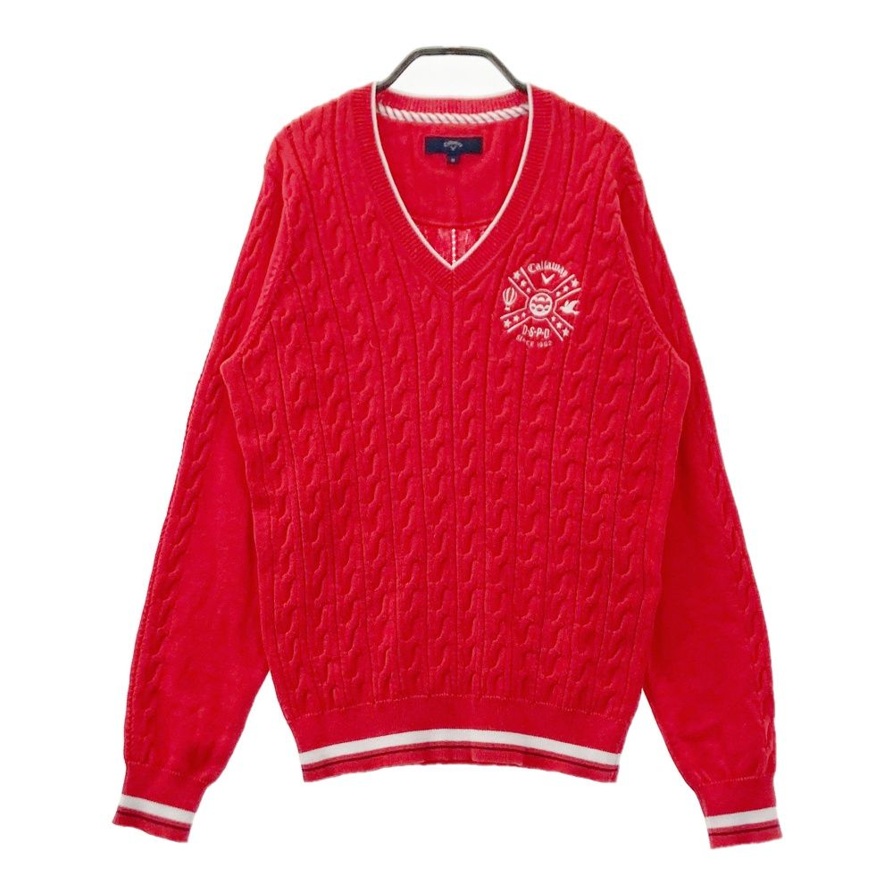 サイズ：M CALLAWAY キャロウェイ ニットセーター 刺繍 レッド系