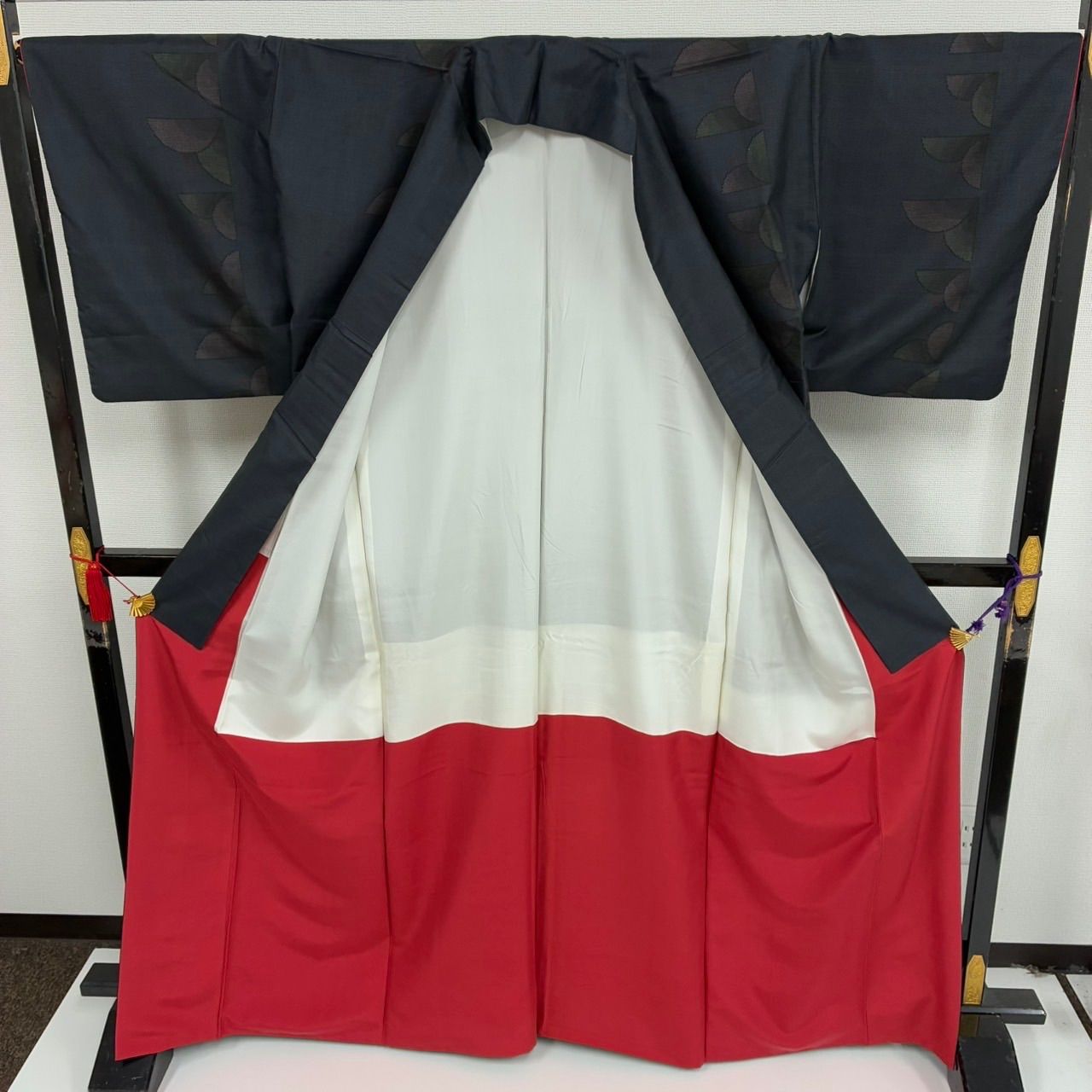 大島紬　小紋　フルセット　着物　正絹　カタス 77bae4a8cdcc540dd6a197a91d2edd