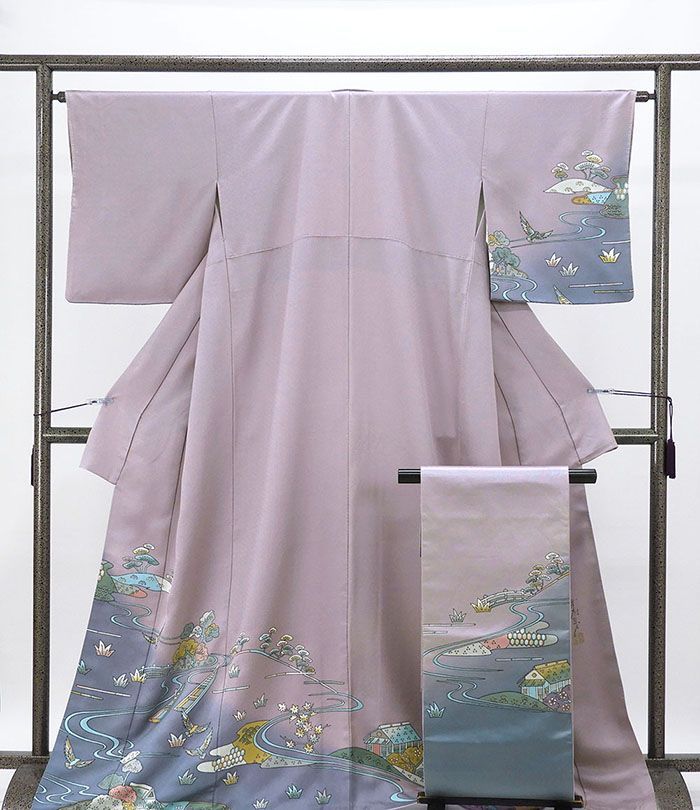 訪問着 正絹 染色作家 斉藤三才 2点セット 身丈165.5cm 裄丈63.5cm