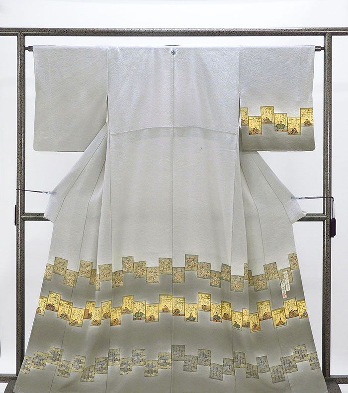 訪問着 正絹 京友禅摺り染 樽本伊勢蔵作 身丈161cm 裄丈64cm 丸に角立四目 一つ紋 中古 リサイクル 着物 結婚式 入学式 卒業式 b4248 訪問着 正絹 京友禅摺り染 樽本伊勢蔵作 身丈161cm 裄丈64cm