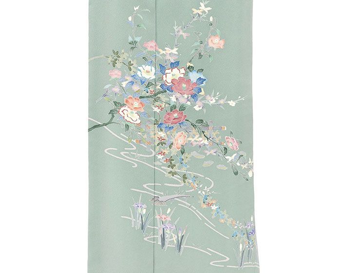 訪問着 正絹 加賀友禅 岡本幸治作 身丈163cm 裄丈67cm 付下 中古