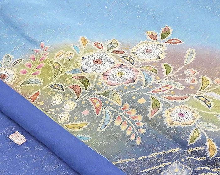 訪問着 正絹 桐屋翠山工房 絞り 辻が花模様 身丈163cm 裄丈68cm 美品