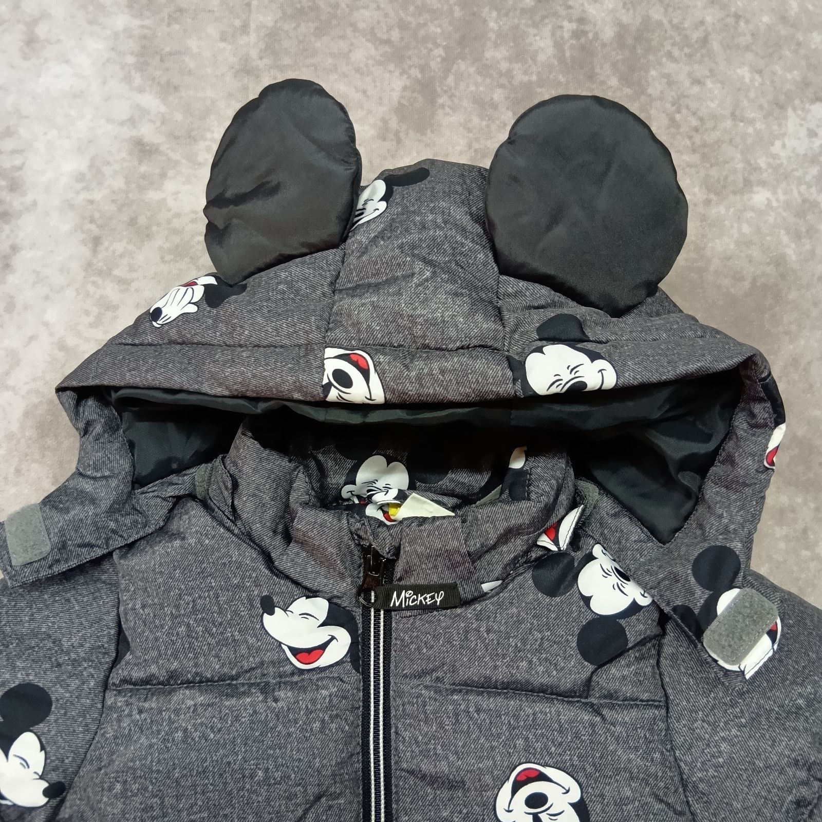 ミッキー 総柄 ダウンジャケット キッズ ベビー サイズ80 グレー H&M 
