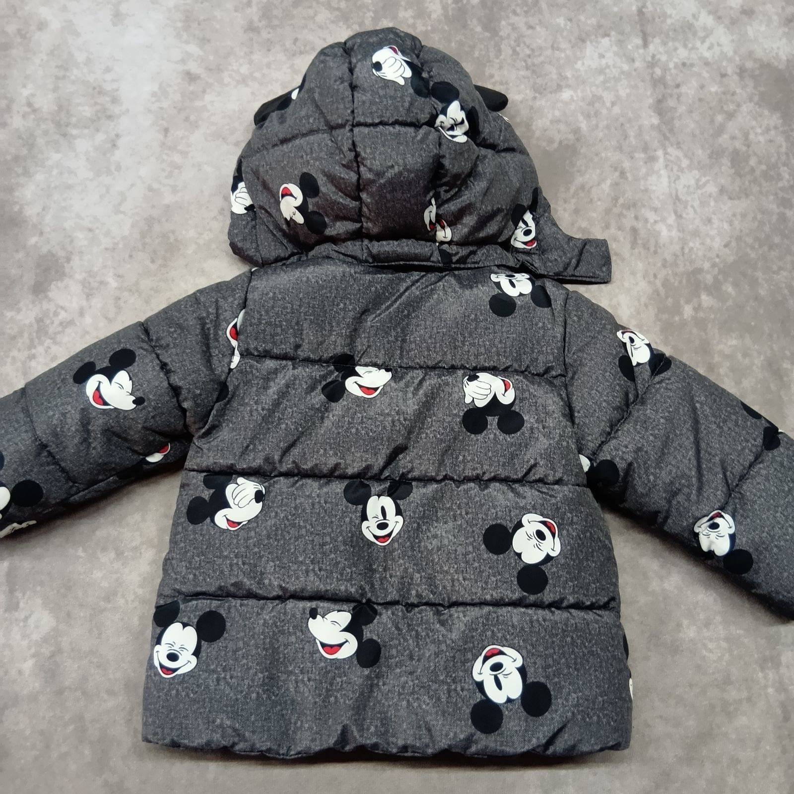 ミッキー 総柄 ダウンジャケット キッズ ベビー サイズ80 グレー H&M 