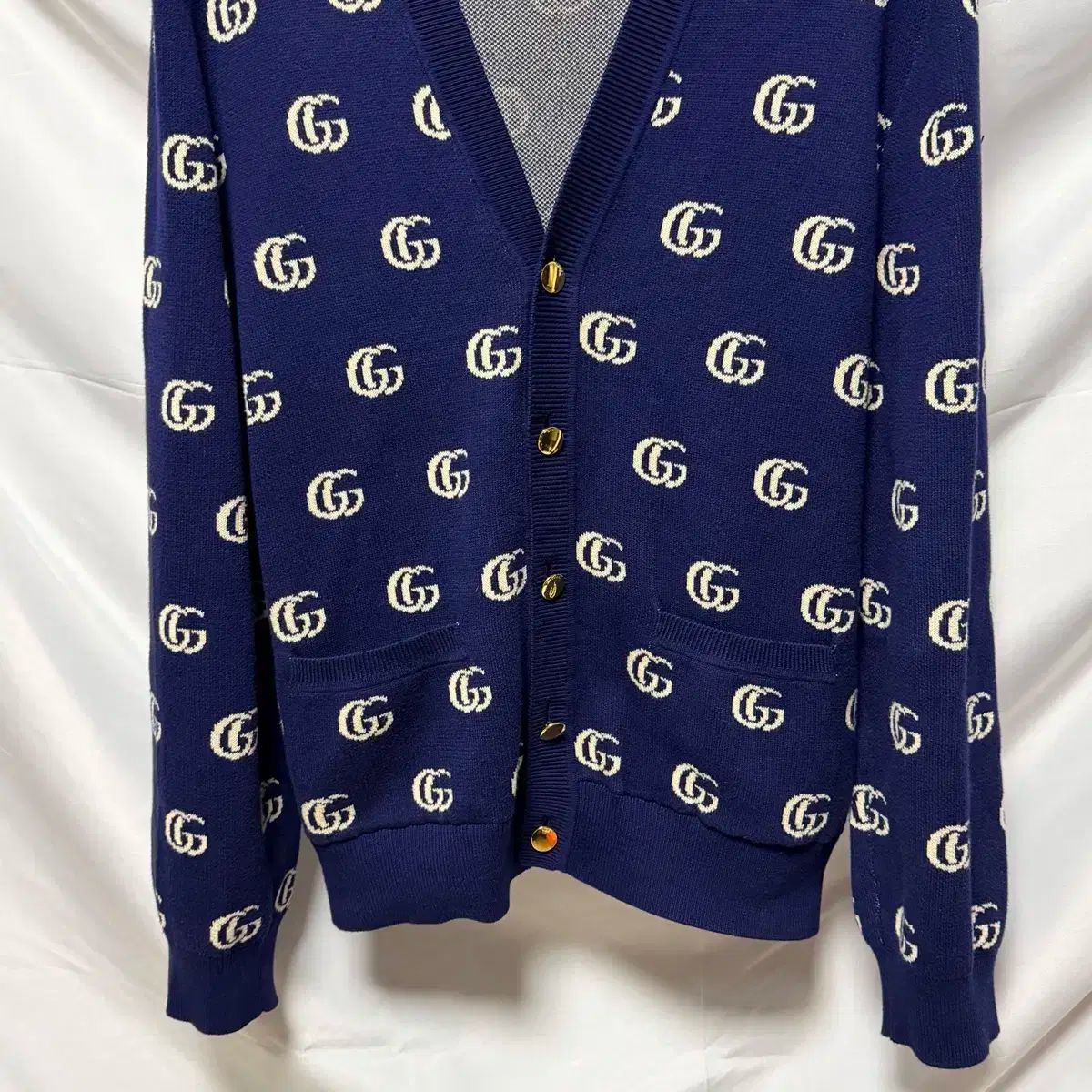 S+級/L GUCCI グッチ GG ジャカード カシミア ゴールド金具
