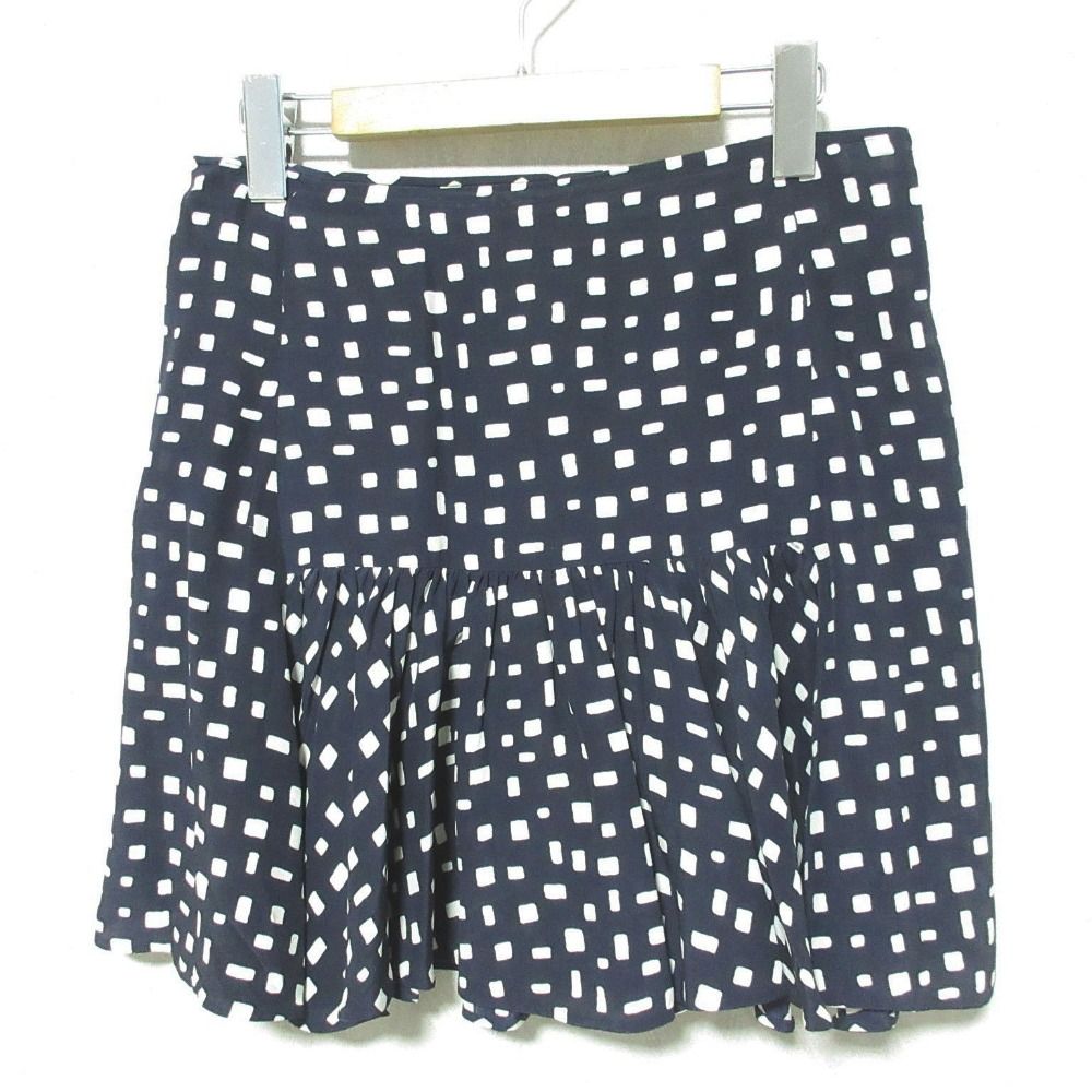 良品 PRADA プラダ シルクスカート サイズ42 ネイビー レディース 古着