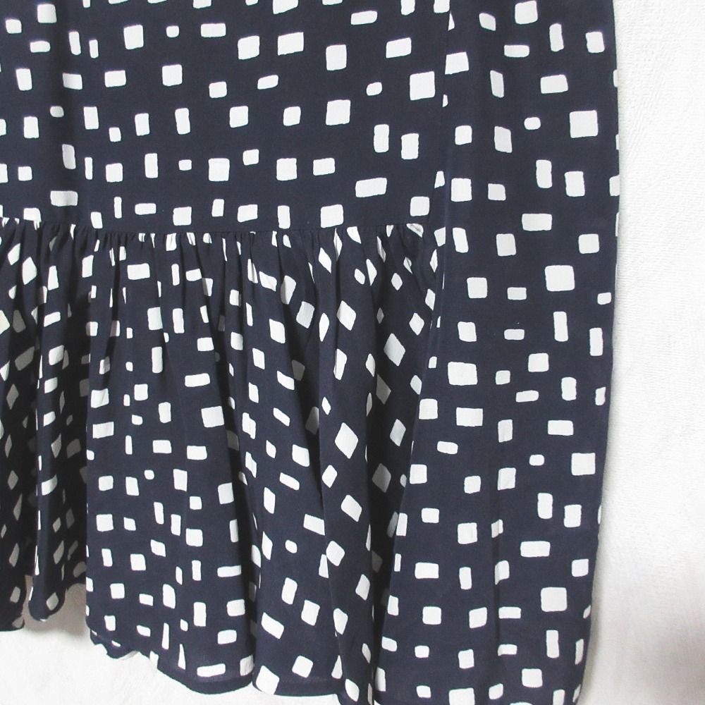 良品 PRADA プラダ シルクスカート サイズ42 ネイビー レディース 古着