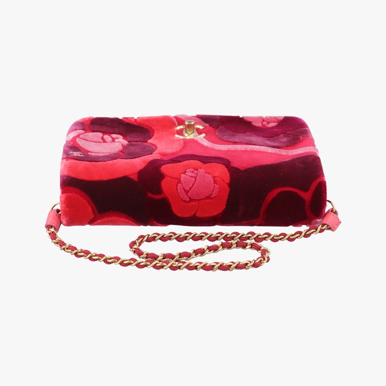 シャネルChanelカメリア レッド×マルチカラー ベロア A91812 24426466