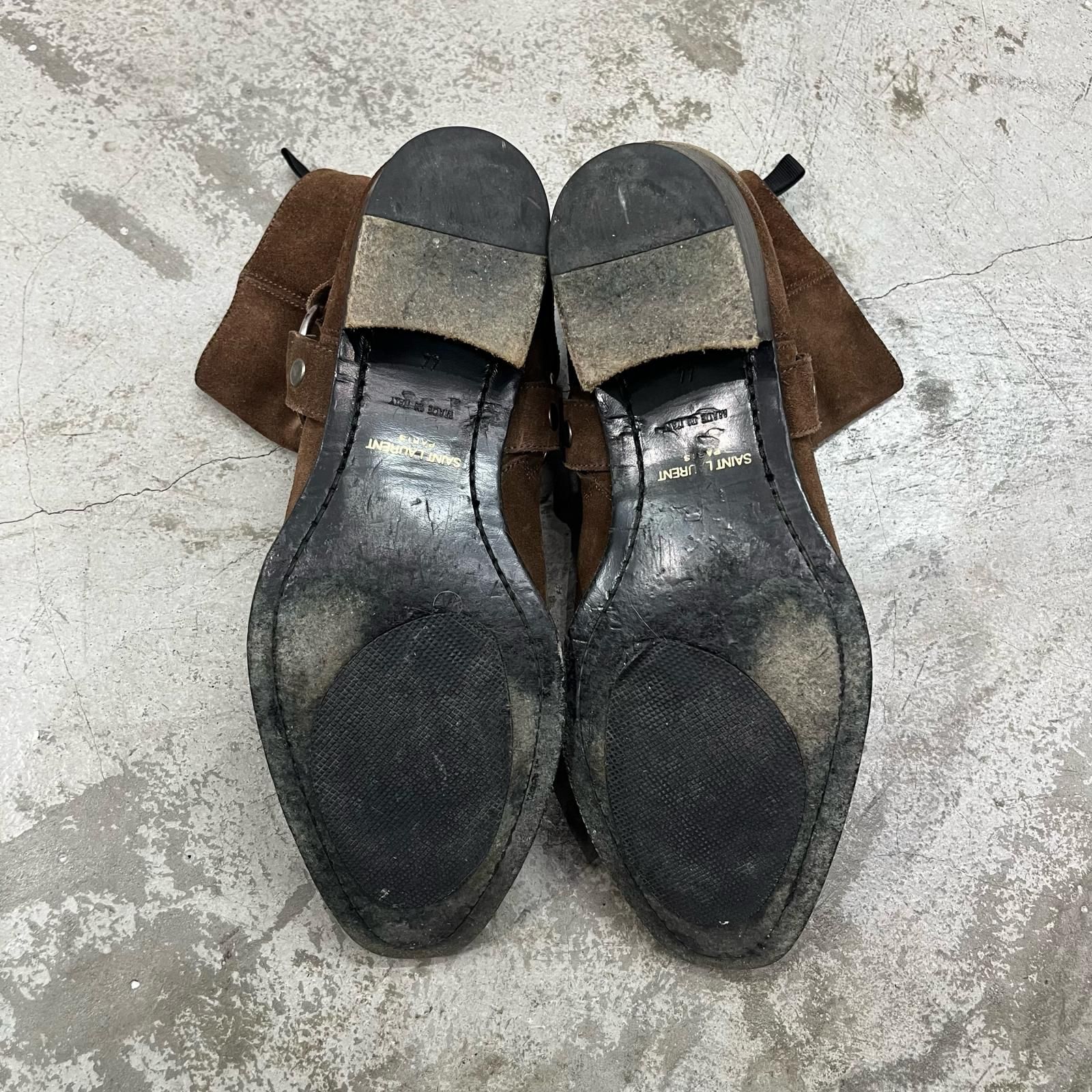 SAINT LAURENT Suede Wyatt Harness Ring Boots スエードワイアット