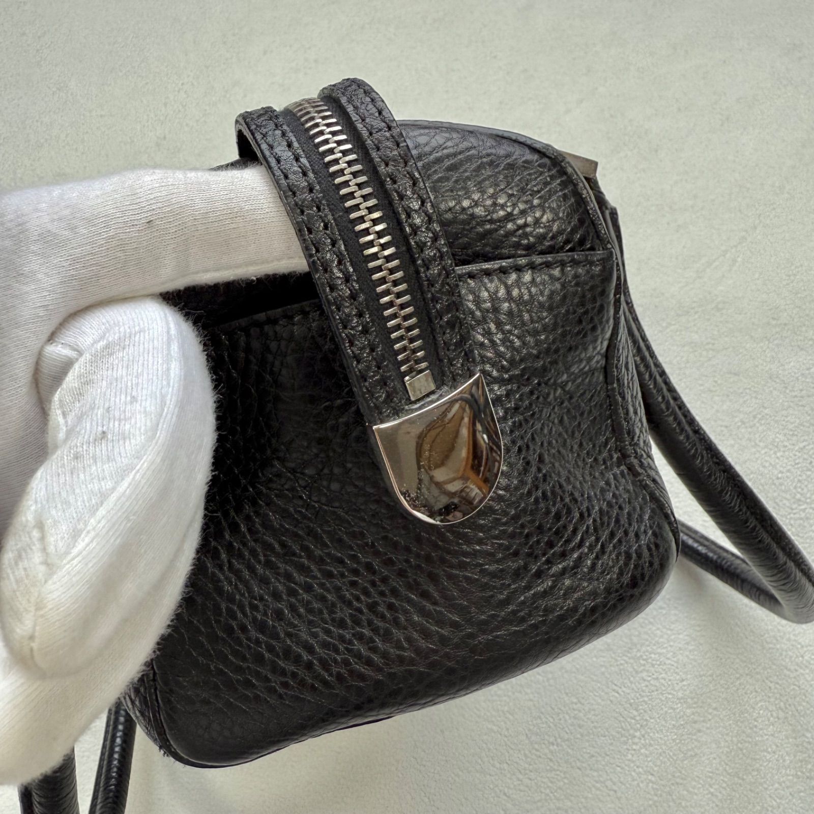 極美品✨ヒロフ ロングハンドル シボレザー 無地 ショルダー トート 