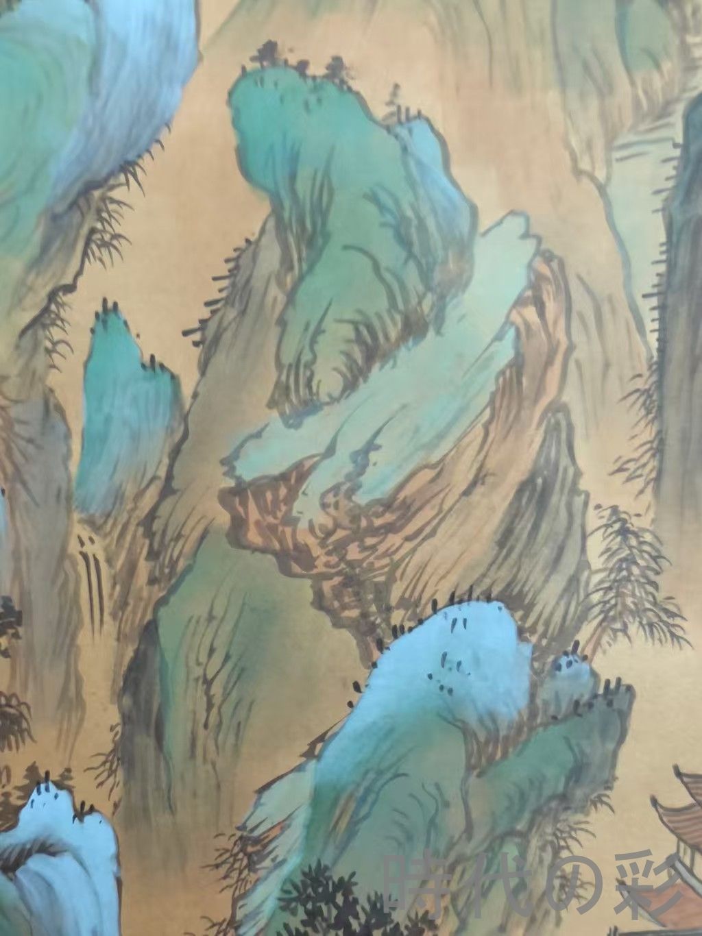 中国古美術.旧蔵.董其昌印款.山水画.中堂画.純手絵.肉筆.三尺絹本.書房