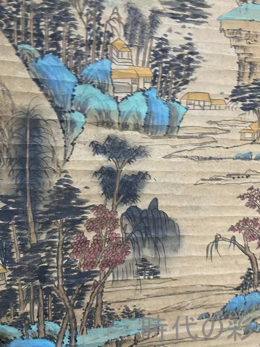 中国古美術・明代・仇英款・山水画・宣紙画・三尺中堂画・水墨画・肉筆