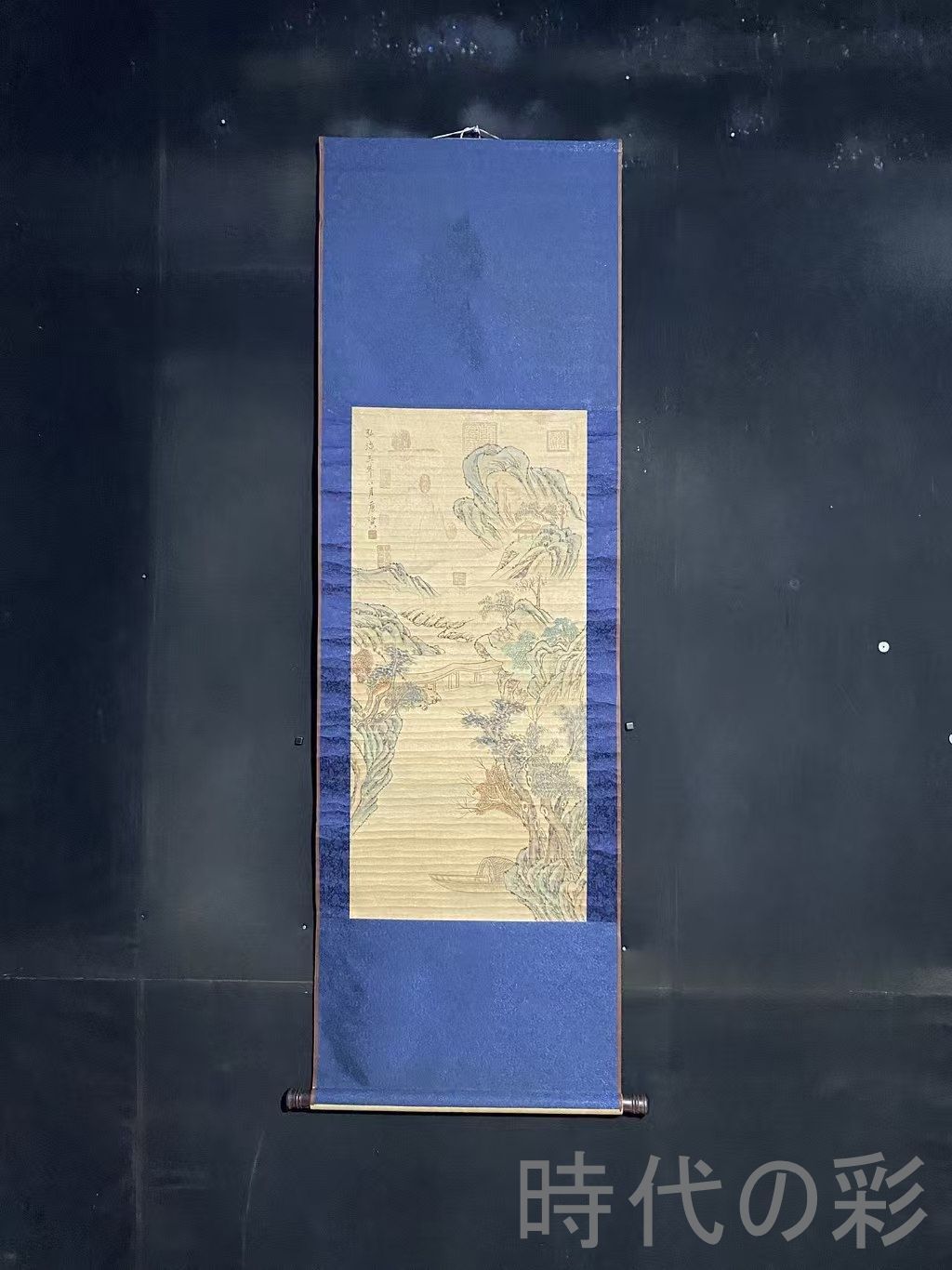 中国古美術・明代・唐寅款・山水画・宣紙画・三尺中堂画・水墨画・肉筆