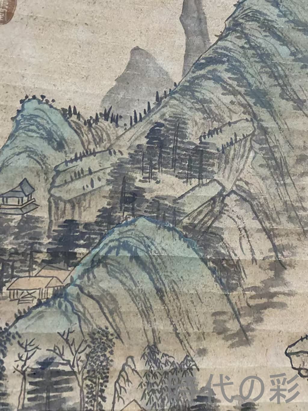 中国古美術・唐代・王維款・山水画・宣紙画・三尺中堂画・水墨画・肉筆