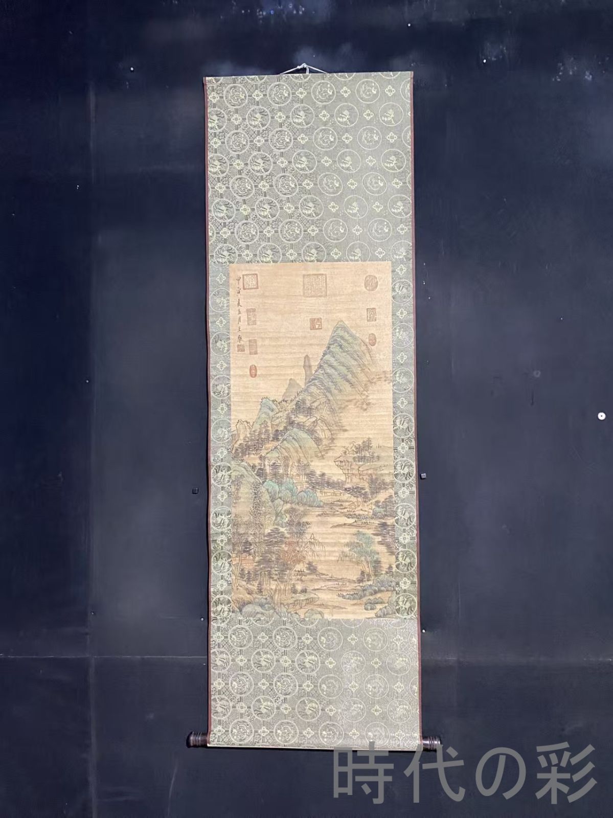 中国古美術 清時代 郎世寧作款 福慶如意図 横幅 宣紙 手描き 掛け軸