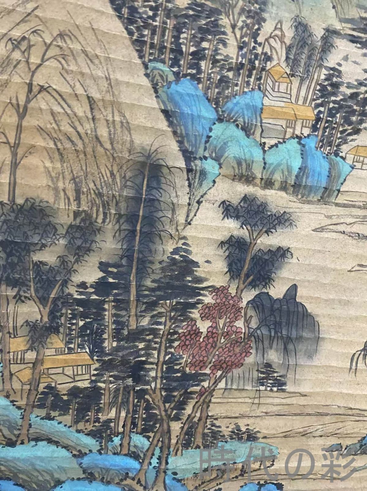 中国古美術・明代・仇英款・山水画・宣紙画・三尺中堂画・水墨画・肉筆