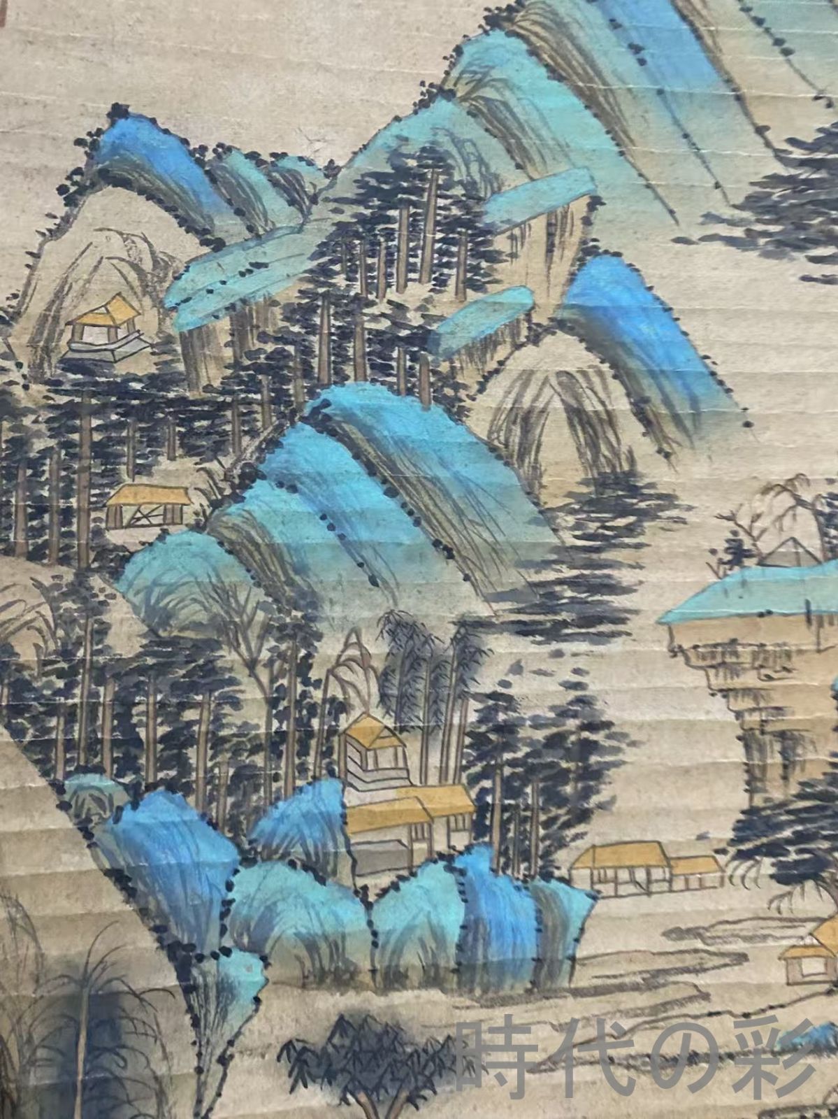 中国古美術・明代・仇英款・山水画・宣紙画・三尺中堂画・水墨画・肉筆