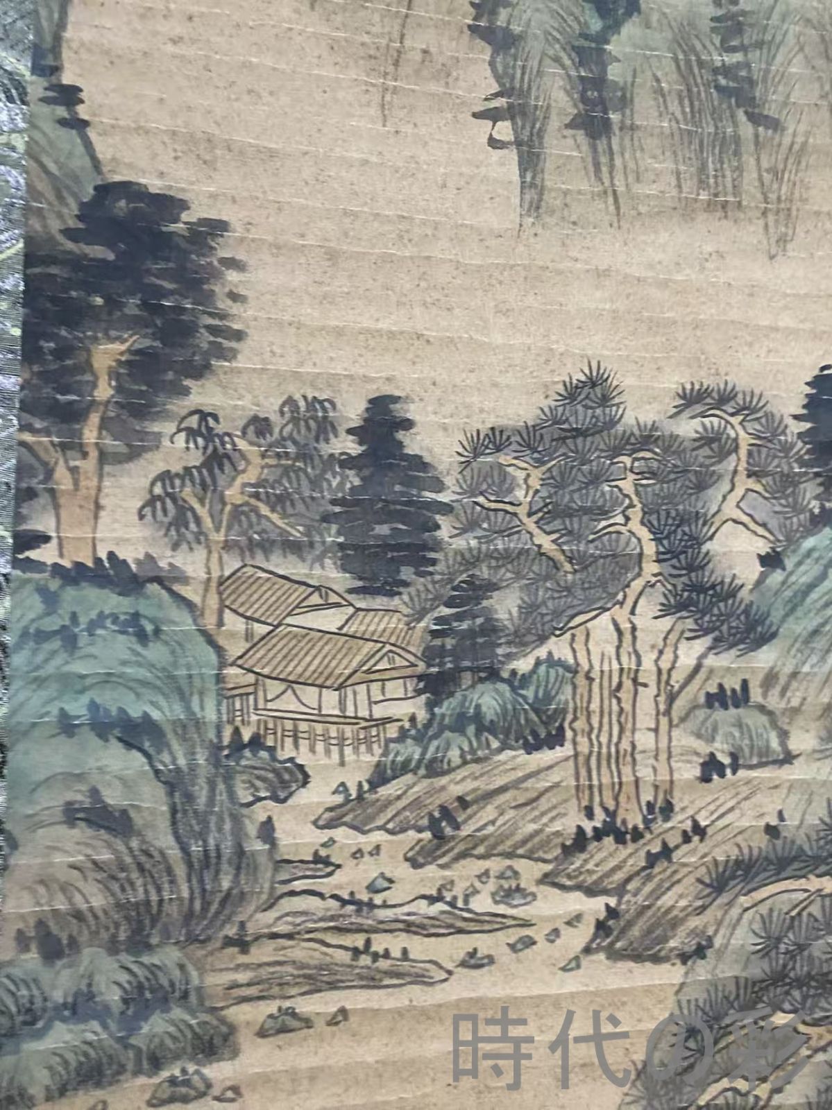 中国古美術 明代 仇英作款 山水風景 宣紙 水墨画 六尺中堂画 掛け軸 巻き物 中国古美術・明代・文徴明款・山水画・宣紙画・三尺中堂画・水墨画