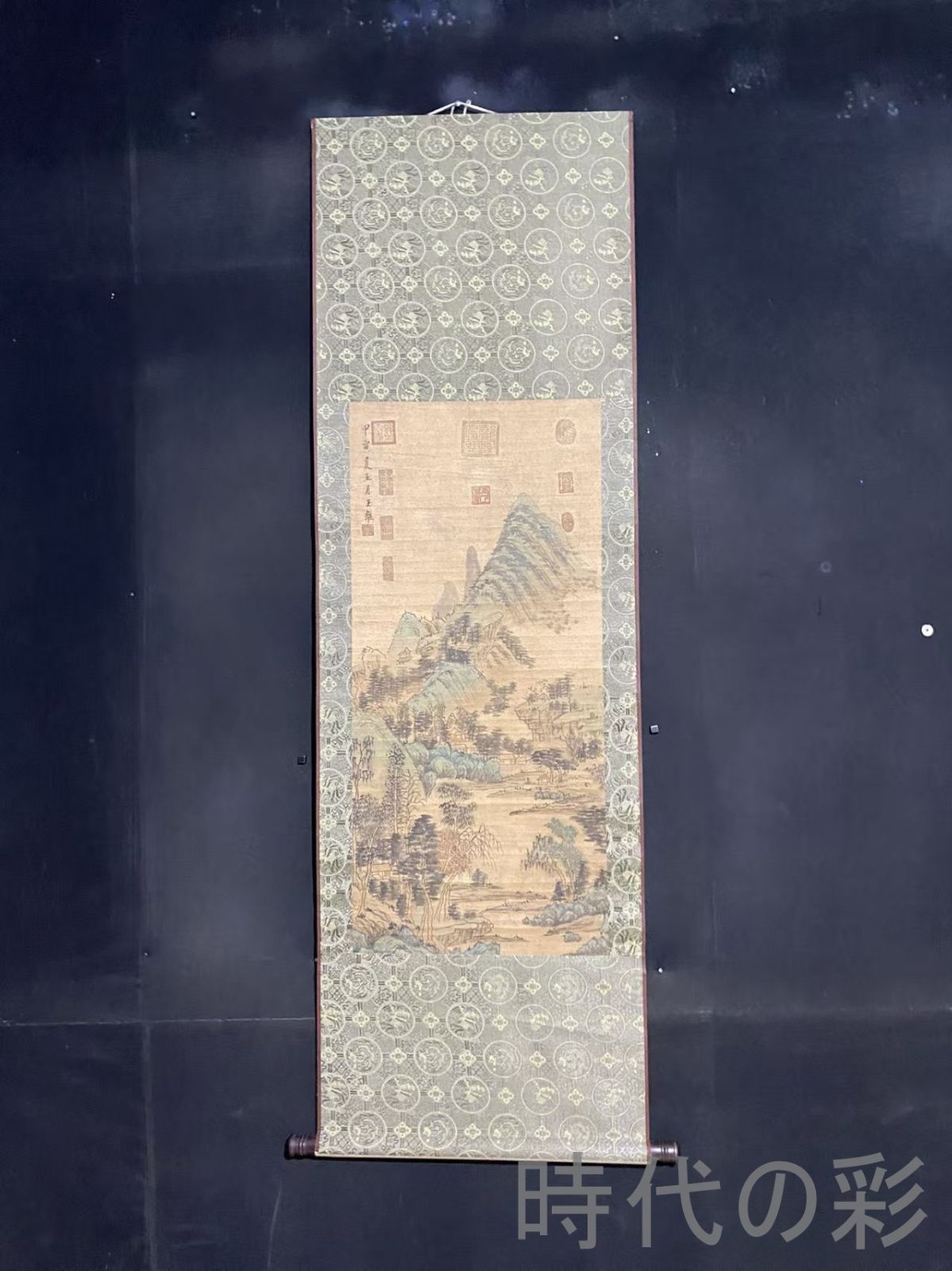 中国古美術・唐代・王維款・山水画・宣紙画・三尺中堂画・水墨画・肉筆