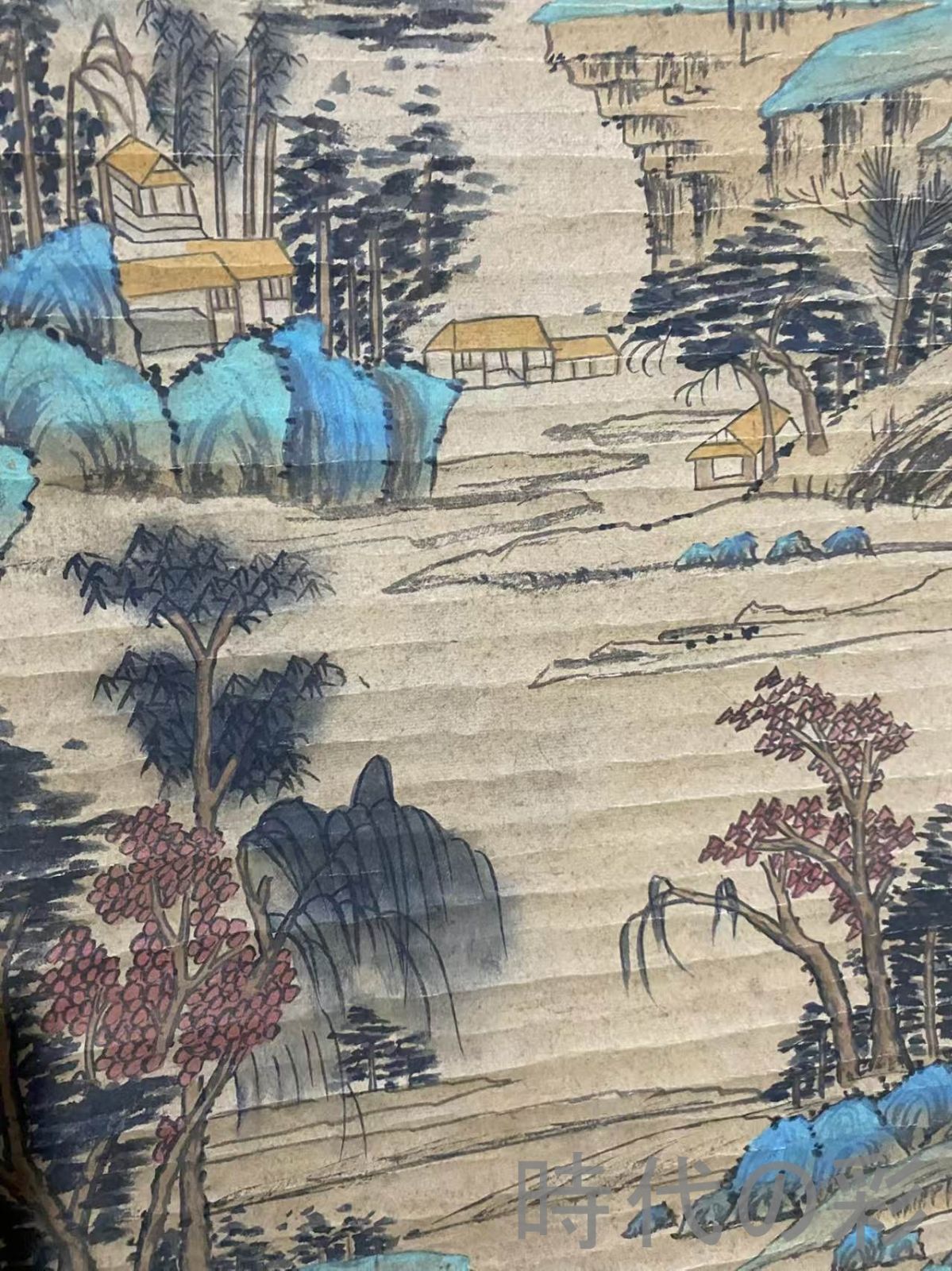 中国古美術・明代・仇英款・山水画・宣紙画・三尺中堂画・水墨画・肉筆