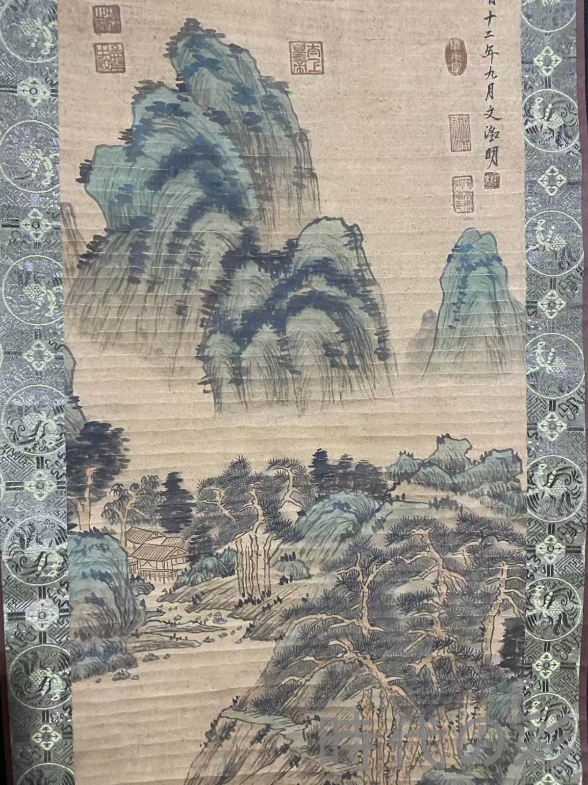 中国古美術・明代・文徴明款・山水画・宣紙画・三尺中堂画・水墨画