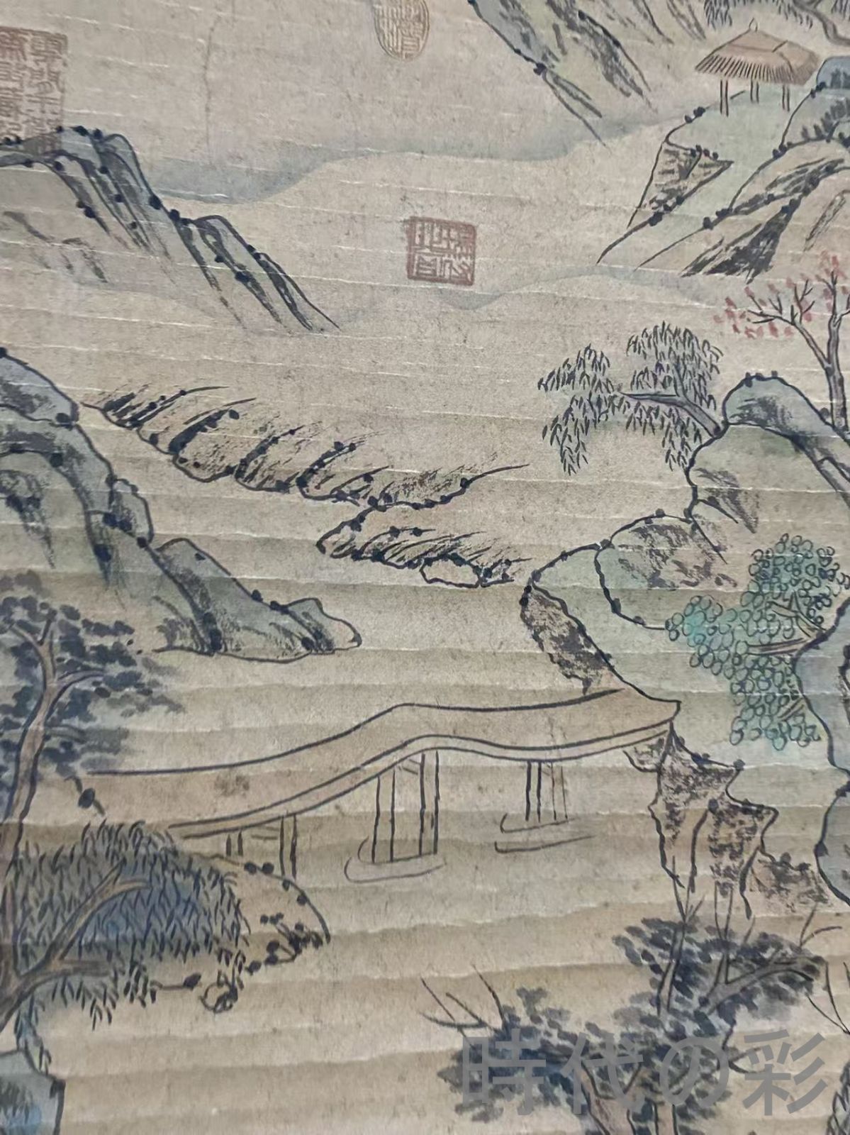 中国古美術・明代・唐寅款・山水画・宣紙画・三尺中堂画・水墨画・肉筆