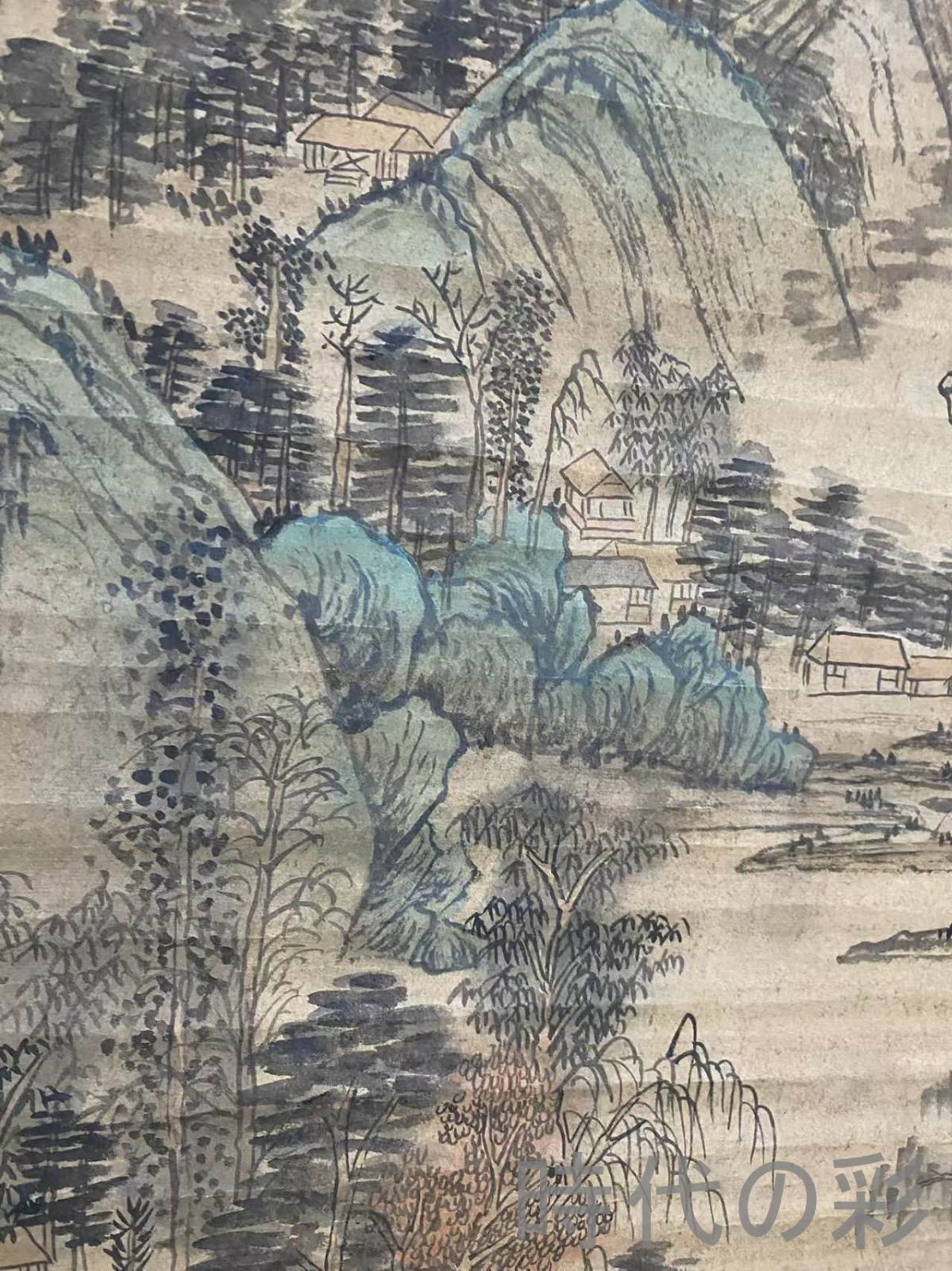 中国古美術・唐代・王維款・山水画・宣紙画・三尺中堂画・水墨画・肉筆