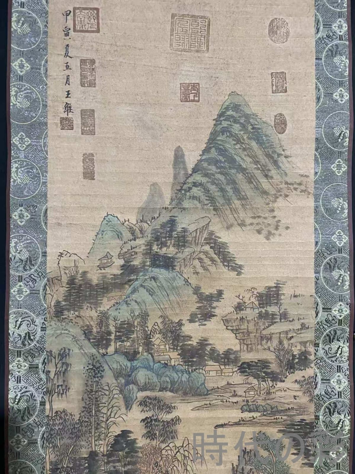 中国古美術・唐代・王維款・山水画・宣紙画・三尺中堂画・水墨画・肉筆
