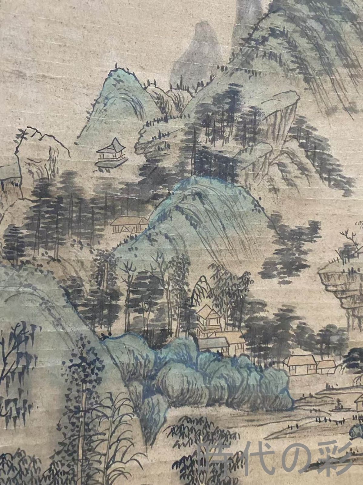 中国古美術・唐代・王維款・山水画・宣紙画・三尺中堂画・水墨画・肉筆