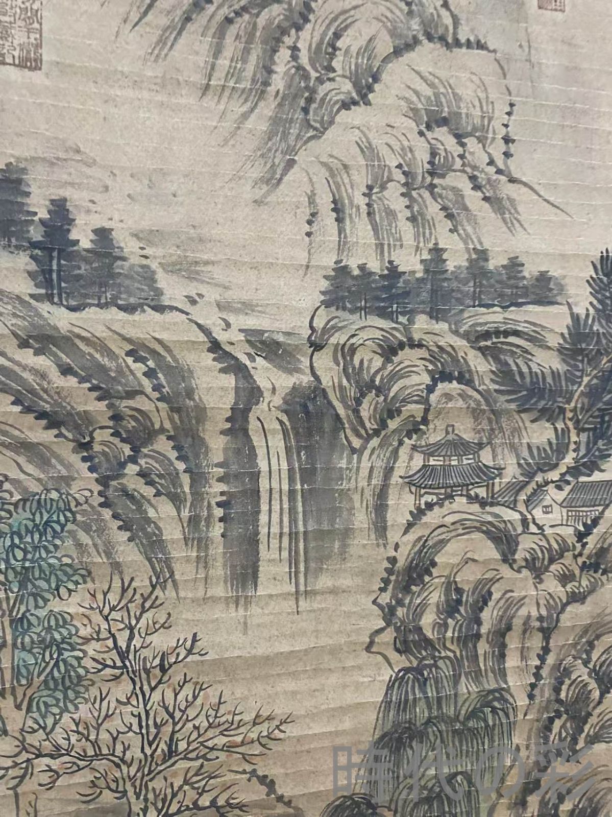 中国古美術・唐代・李昭道款・山水画・宣紙画・三尺中堂画・水墨画