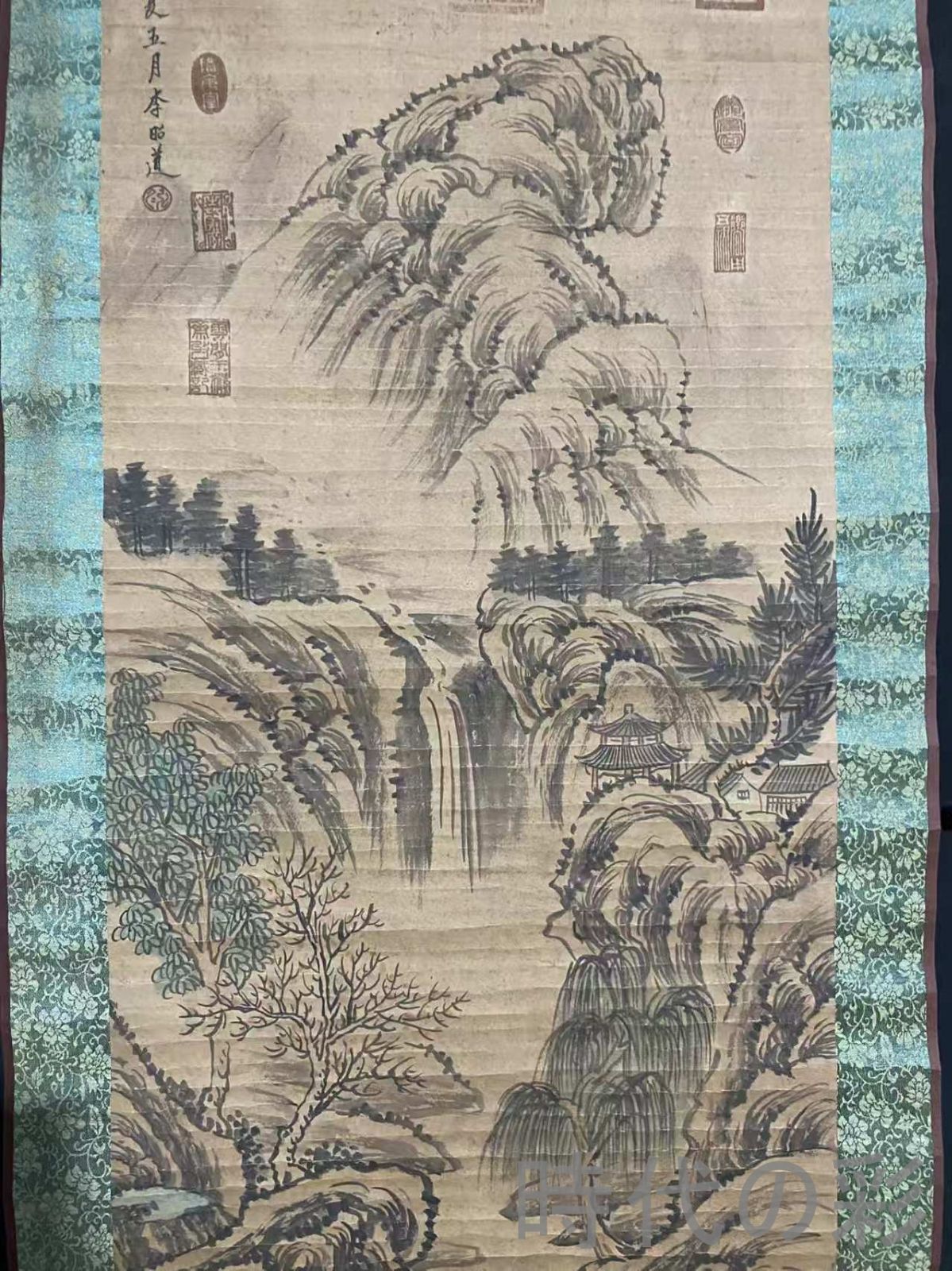 中国古美術・唐代・李昭道款・山水画・宣紙画・三尺中堂画・水墨画