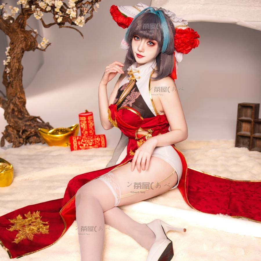 碧藍航線 コスプレ服 チェシャー コス 新年 旗袍 白ストッキング セクシー 角色扮演 ゲーム アニメ meilu 51209