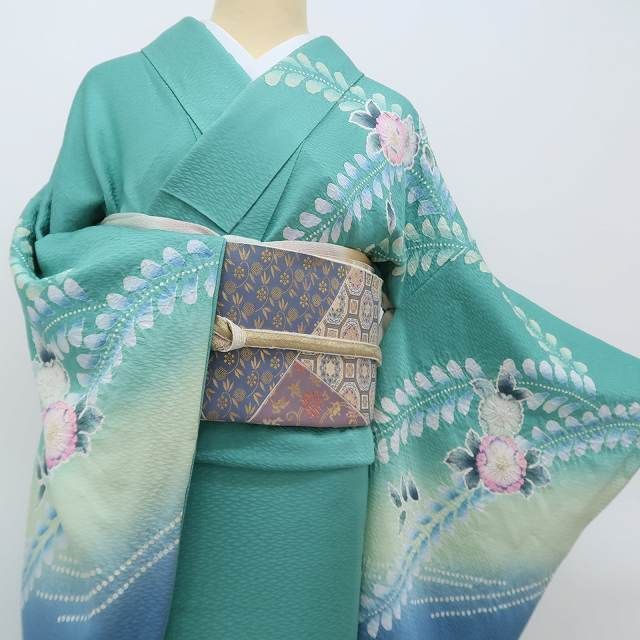 ✾まめ藤✾やまと誂製 辻が花 絞り 作家物落款 正絹 着物“夢心地と新鮮