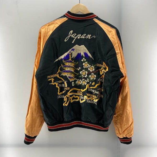 東洋エンタープライズ スカジャン　90年代 中古】東洋ｴﾝﾀｰﾌﾟﾗｲｽﾞ スカジャン 日本列島、富士、桜、鷹 ブラック