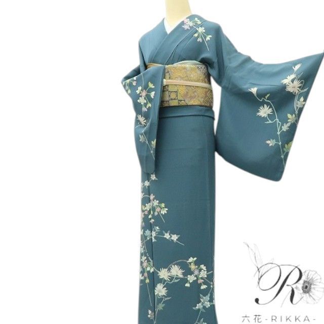 六花-RIKKA- 美品 正絹 作家物落款 手描き友禅 桜 菊 訪問着 手縫い