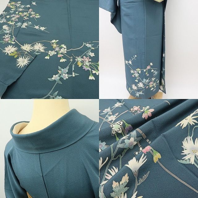 平和屋着物○訪問着 絞り 舞花文 黒地 正絹 逸品 AABD4723ph 平和屋