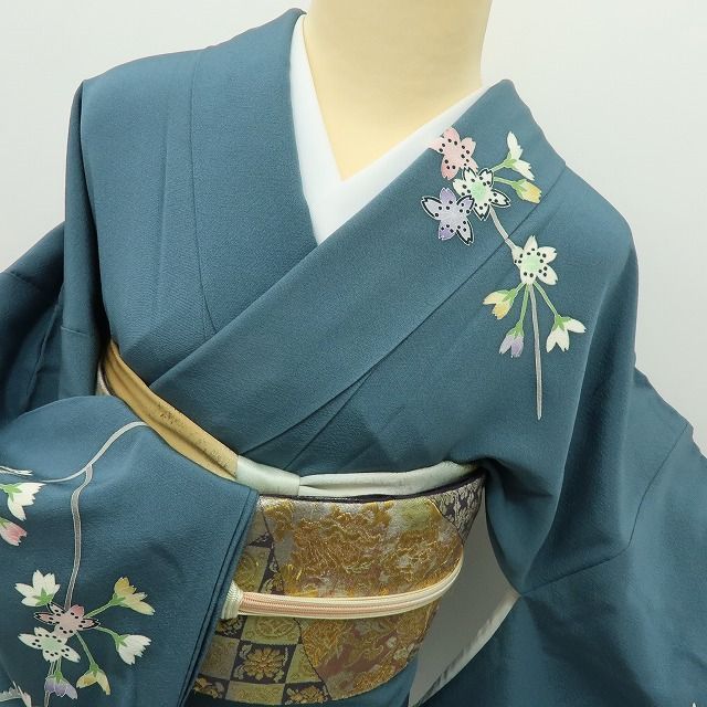 六花-RIKKA- 美品 正絹 作家物落款 手描き友禅 桜 菊 訪問着 手縫い