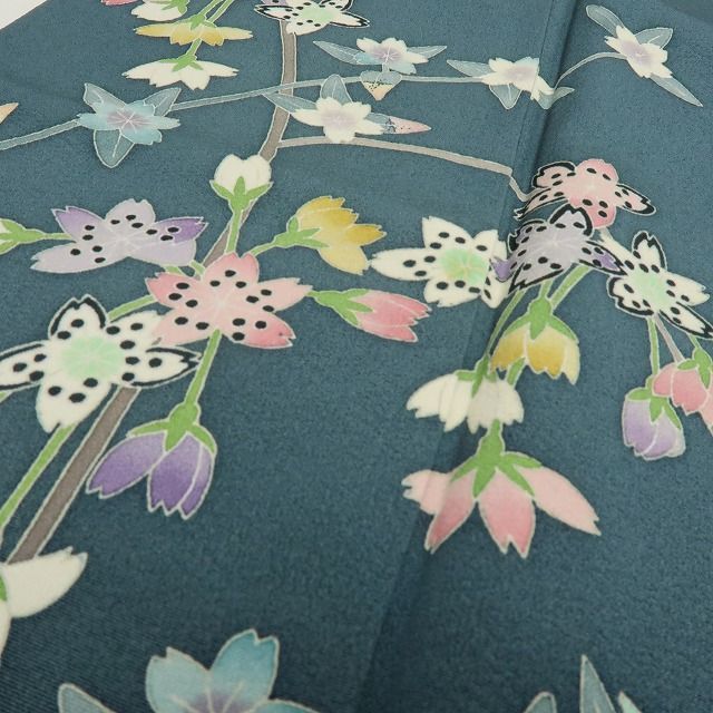 ◾️凛とした高級手描き逸品友禅正絹◾️四季折々の花々◾️手縫いフルオーダーフルセット 六花-RIKKA- 美品 正絹 作家物落款 手描き友禅 桜 菊 訪問着 手縫い