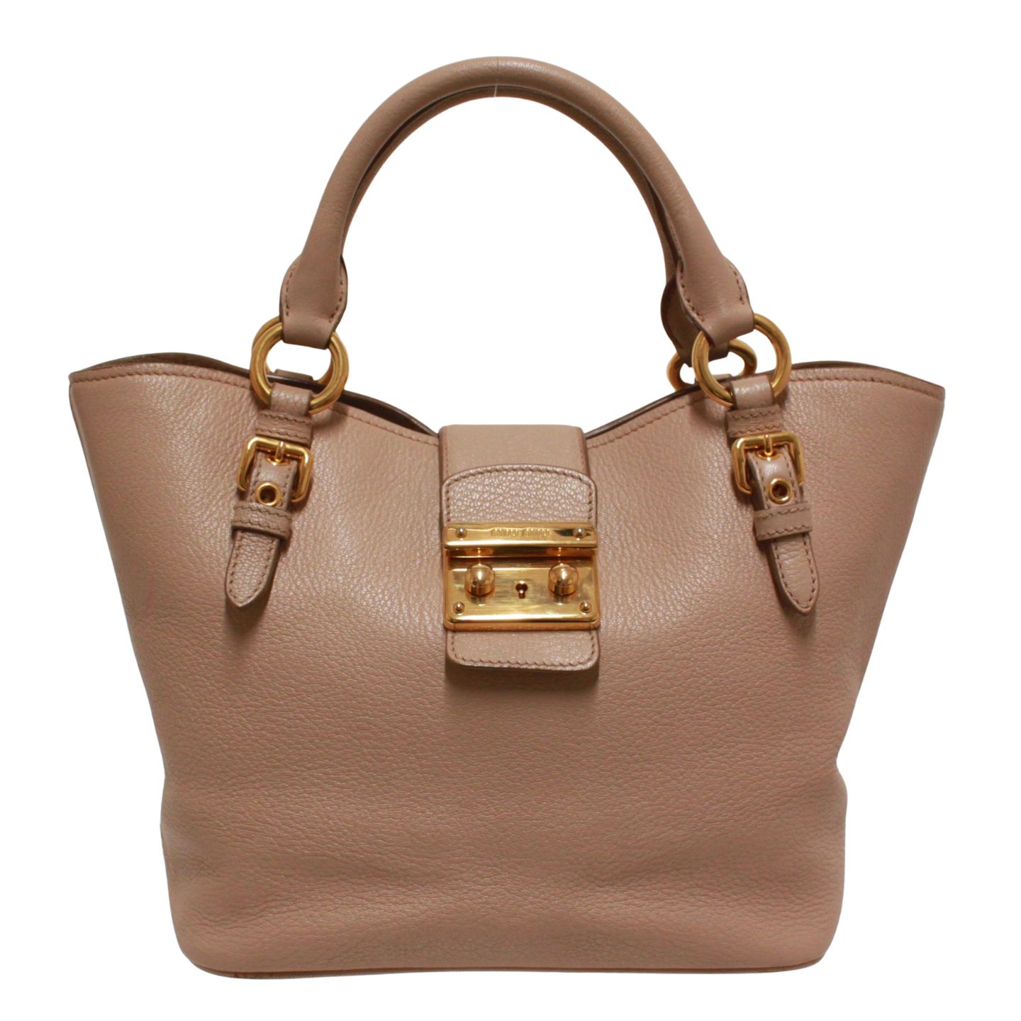 MIUMIU ミュウミュウ ハンドバッグ レザー ピンクベージュ【中古